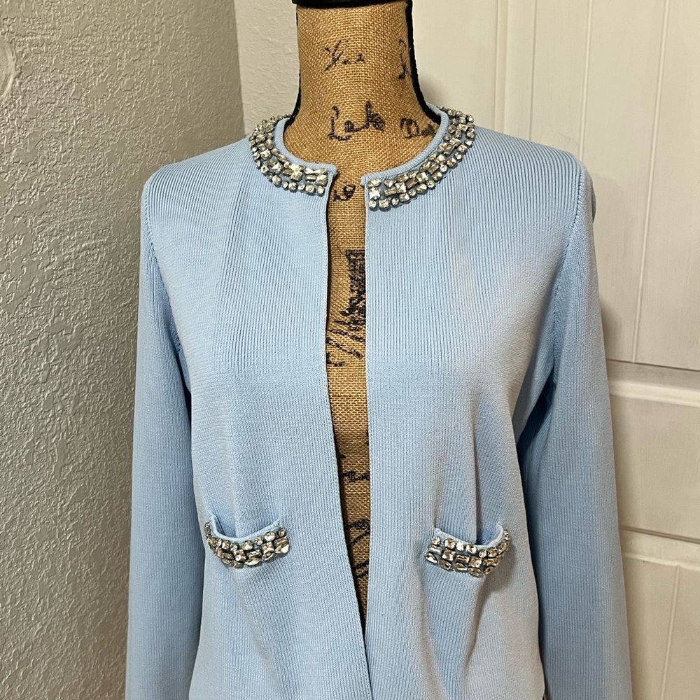 Zara Light Blue Blazer with Embellished Trim